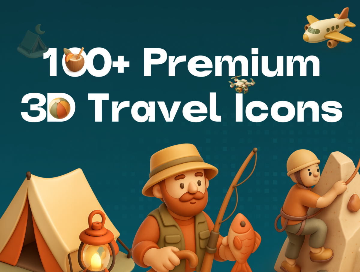 100+款高级旅行度假探险3D图标Icons设计Figma格式文件素材 100+ Premium 3D Travel Icons