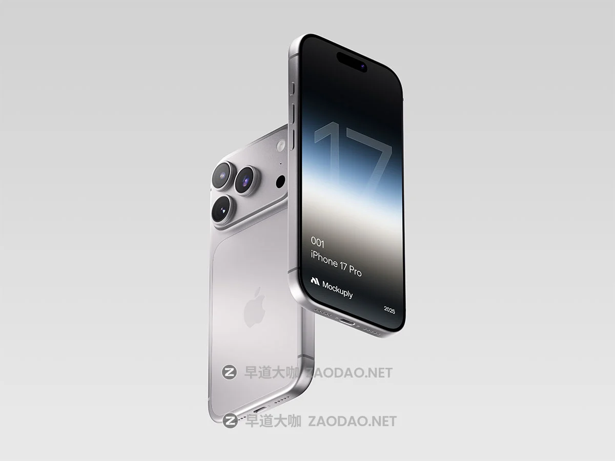 6款时尚APP应用UI界面设计苹果iPhone 17 Pro手机展示贴图PSD样机模板 iPhone 17 Pro 001 Mockups插图4 6款时尚APP应用UI界面设计苹果iPhone 17 Pro手机展示贴图PSD样机模板 iPhone 17 Pro 001 Mockups插图4
