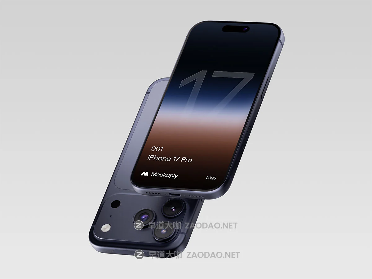 6款时尚APP应用UI界面设计苹果iPhone 17 Pro手机展示贴图PSD样机模板 iPhone 17 Pro 001 Mockups插图5 6款时尚APP应用UI界面设计苹果iPhone 17 Pro手机展示贴图PSD样机模板 iPhone 17 Pro 001 Mockups插图5
