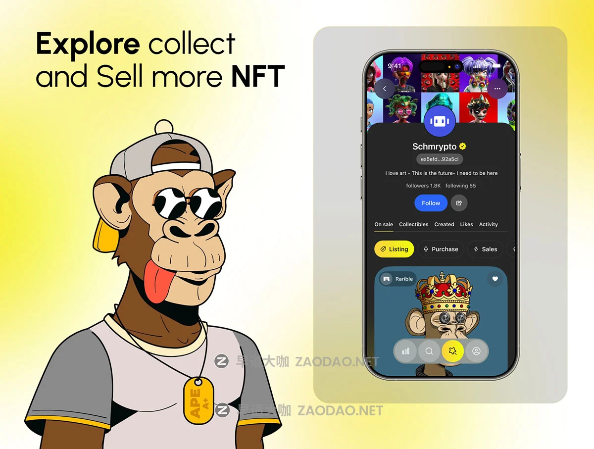 35+屏创意NFT虚拟物品艺术品加密货币在线交易平台app ui界面设计figma模板 NFTIQ – NFT Marketplace App UI Kit插图4 35+屏创意NFT虚拟物品艺术品加密货币在线交易平台app ui界面设计figma模板 NFTIQ – NFT Marketplace App UI Kit插图4