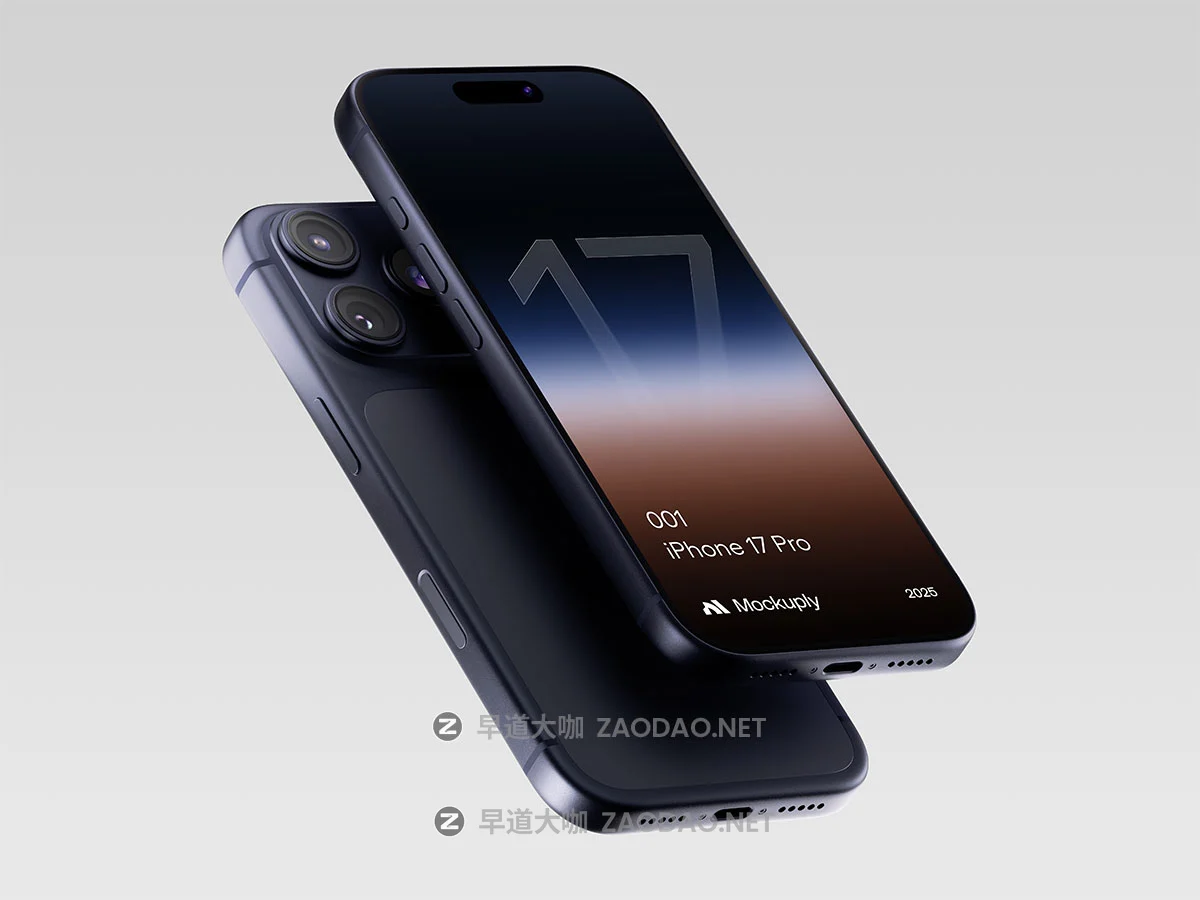 6款时尚APP应用UI界面设计苹果iPhone 17 Pro手机展示贴图PSD样机模板 iPhone 17 Pro 001 Mockups插图6 6款时尚APP应用UI界面设计苹果iPhone 17 Pro手机展示贴图PSD样机模板 iPhone 17 Pro 001 Mockups插图6