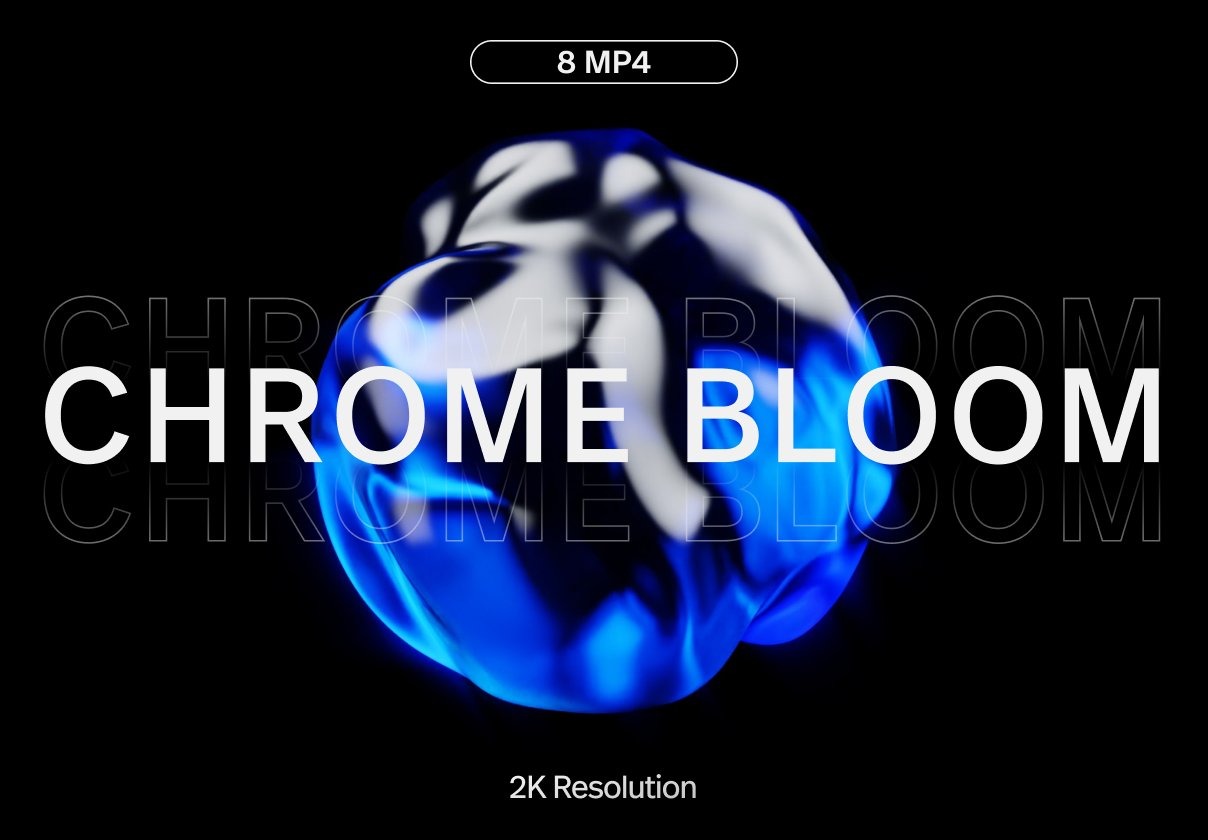 8款3D立体金属镀铬球形2K抽象动态图形MP4格式视频设计素材 Chrome Bloom 3D Animation – 2K Resolution