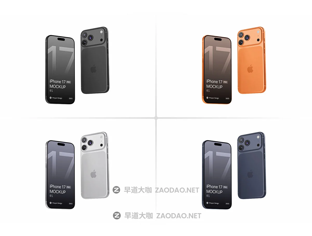4款广告app界面作品集设计苹果iPhone 17 Pro手机展示贴图psd样机模板 iPhone 17 Pro Mockup Set PSD插图4 4款广告app界面作品集设计苹果iPhone 17 Pro手机展示贴图psd样机模板 iPhone 17 Pro Mockup Set PSD插图4