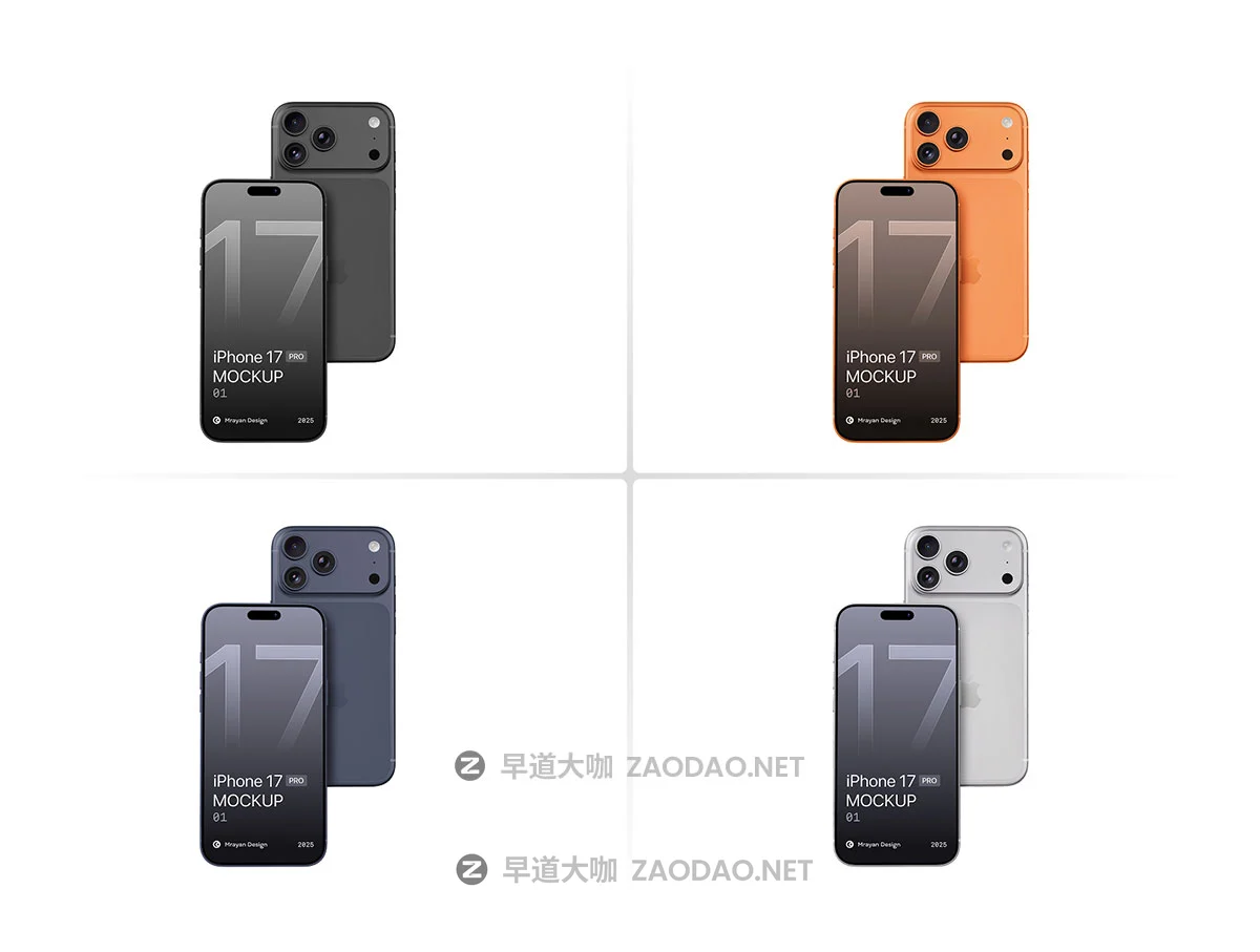 4款广告app界面作品集设计苹果iPhone 17 Pro手机展示贴图psd样机模板 iPhone 17 Pro Mockup Set PSD插图5 4款广告app界面作品集设计苹果iPhone 17 Pro手机展示贴图psd样机模板 iPhone 17 Pro Mockup Set PSD插图5