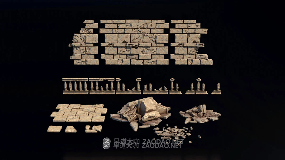 Blender模型 古罗马风格废墟城市城堡建筑3D资产设计素材 Superhive – Empire Of The Sands – Desert Structures Kitbash Greeble Assets插图4 Blender模型 古罗马风格废墟城市城堡建筑3D资产设计素材 Superhive – Empire Of The Sands – Desert Structures Kitbash Greeble Assets插图4