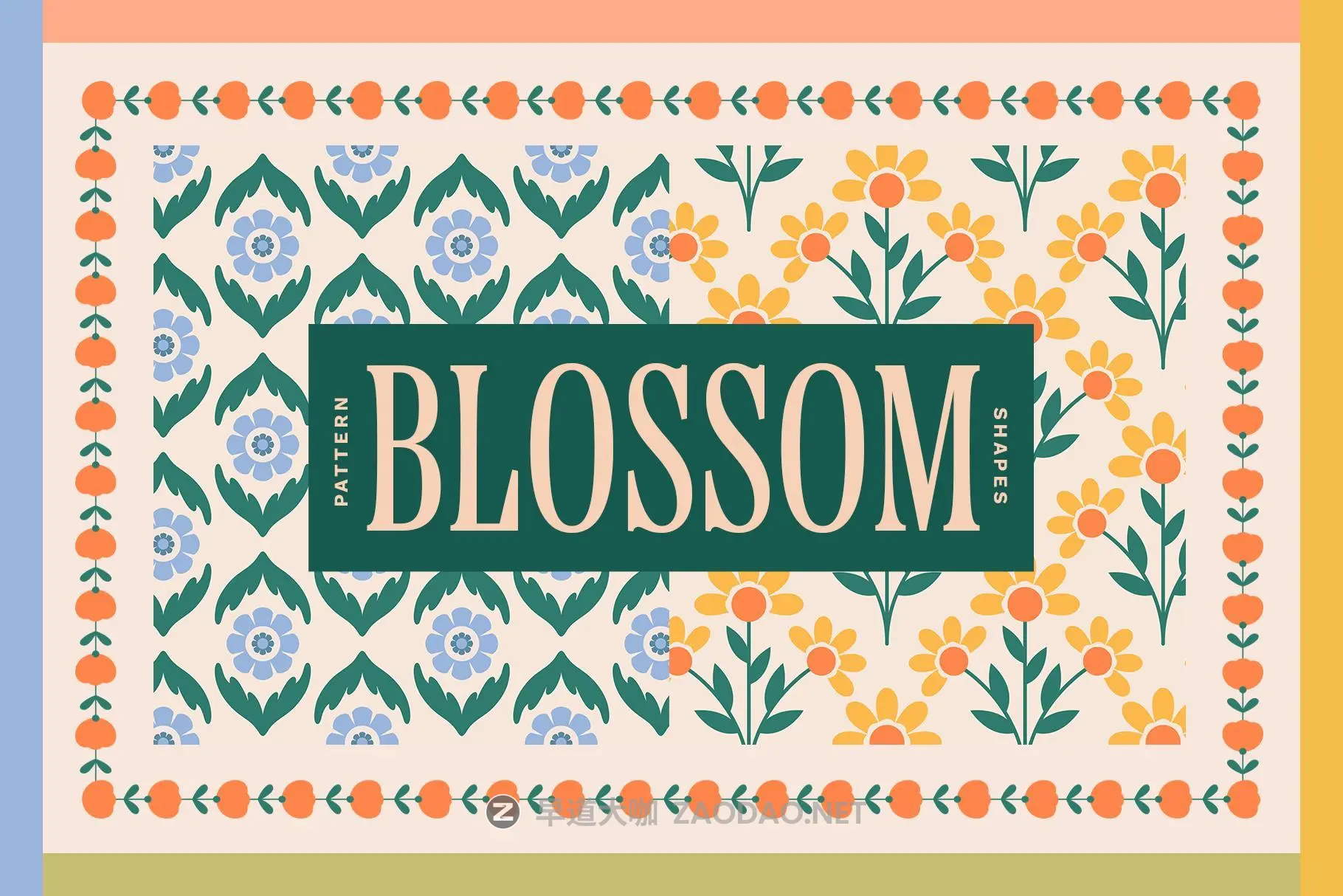 中世纪复古优雅时尚野花雏菊郁金香无缝拼接花卉图案设计矢量素材 Blossom: Patterns, Shapes & Frames插图 中世纪复古优雅时尚野花雏菊郁金香无缝拼接花卉图案设计矢量素材 Blossom: Patterns, Shapes & Frames插图