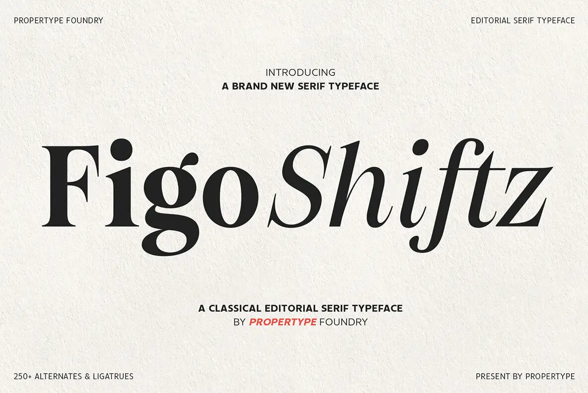 MyFonts – Figo Shiftz Editorial Font Family 20款字重经典优雅奢侈品牌logo包装海报标题衬线英文字体安装包