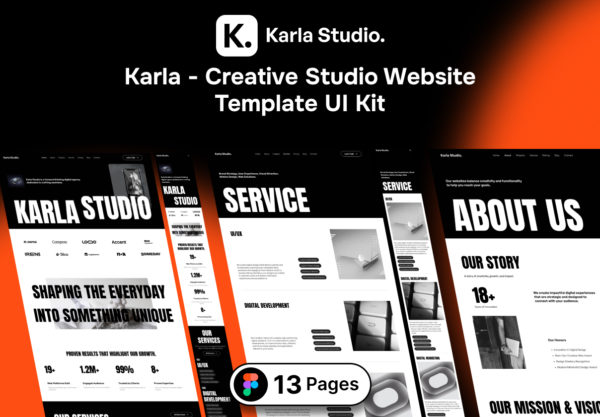 13屏现代时尚个人工作室作品集网站用户登录界面UI设计Figma模板套件 Karla – Creative Studio Website Template UI Kit特色图 13屏现代时尚个人工作室作品集网站用户登录界面UI设计Figma模板套件 Karla – Creative Studio Website Template UI Kit