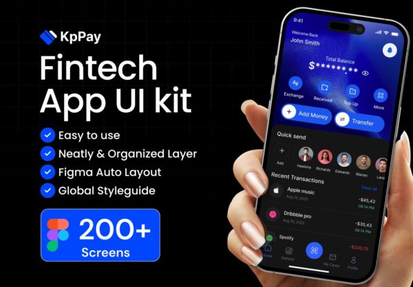 200+屏金融科技电子钱包财务管理理财app ui界面设计figma模板套件 KpPay Fintech Mobile App UI kit特色图 200+屏金融科技电子钱包财务管理理财app ui界面设计figma模板套件 KpPay Fintech Mobile App UI kit