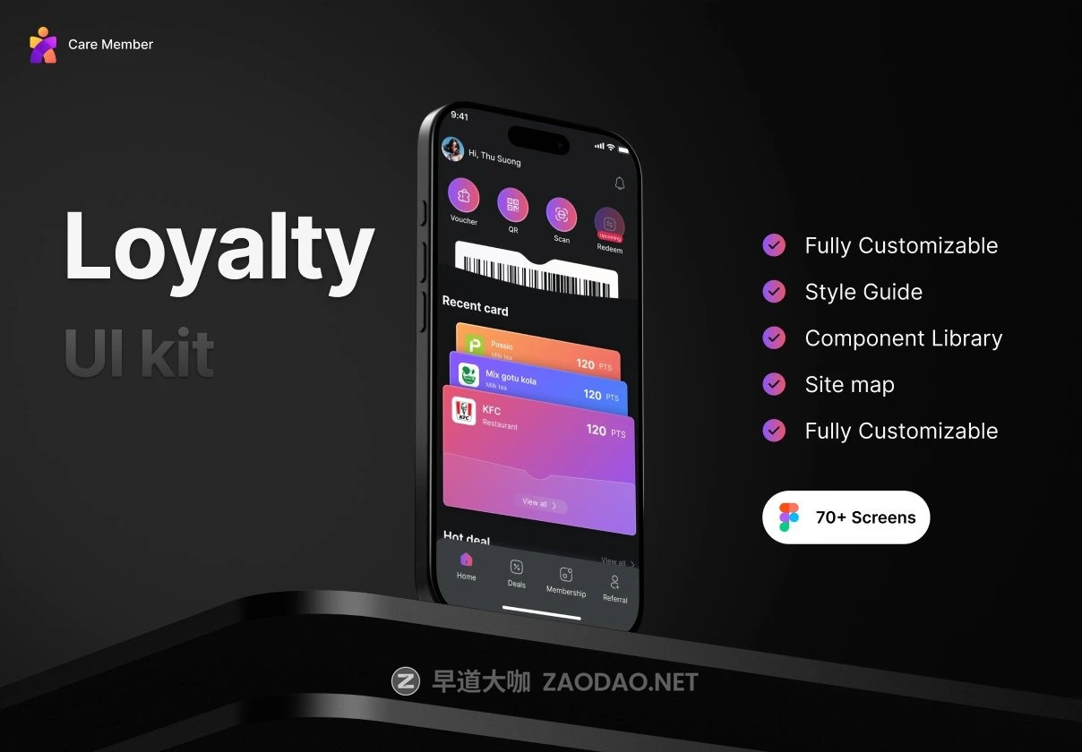 70+屏消费者忠诚度个人中心积分付款优惠会员卡app应用程序ui界面设计figma模板 Loyalty App UI kit插图 70+屏消费者忠诚度个人中心积分付款优惠会员卡app应用程序ui界面设计figma模板 Loyalty App UI kit插图