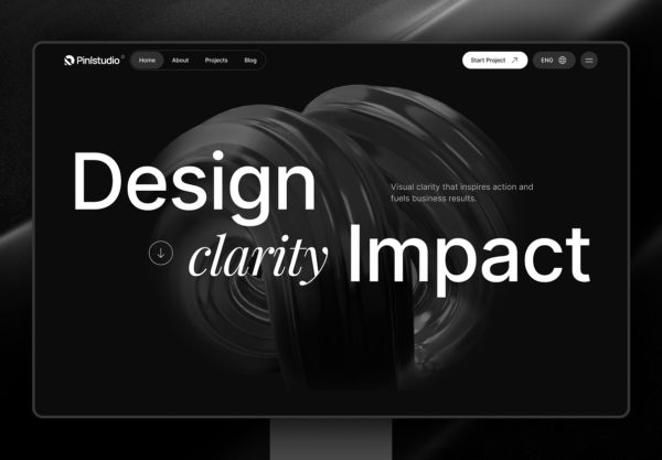 黑暗响应式工作室作品集工业风网站UI界面设计figma模板套件素材 Pinlstudio – Modern Portfolio UI Kit