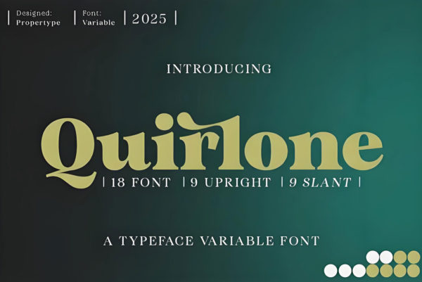 MyFonts – Quirlone Font Family 20款字重现代时尚新闻博客包装海报标题Logo标志设计衬线英文字体家族