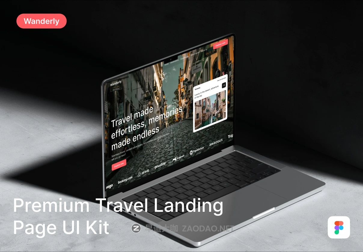 响应式旅行旅游冒险探险路线景点预订平台网站UI界面设计Figma模板套件 Wanderly – Premium Travel Landing Page UI Kit插图 响应式旅行旅游冒险探险路线景点预订平台网站UI界面设计Figma模板套件 Wanderly – Premium Travel Landing Page UI Kit插图