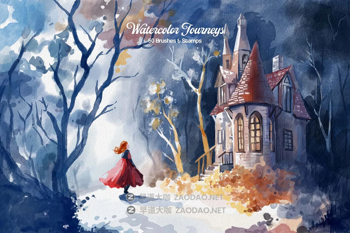 50款丰富多彩仿真水彩艺术绘画ps笔刷调色板设计素材包 Watercolor Journey Photoshop Brushes插图2 50款丰富多彩仿真水彩艺术绘画ps笔刷调色板设计素材包 Watercolor Journey Photoshop Brushes插图2