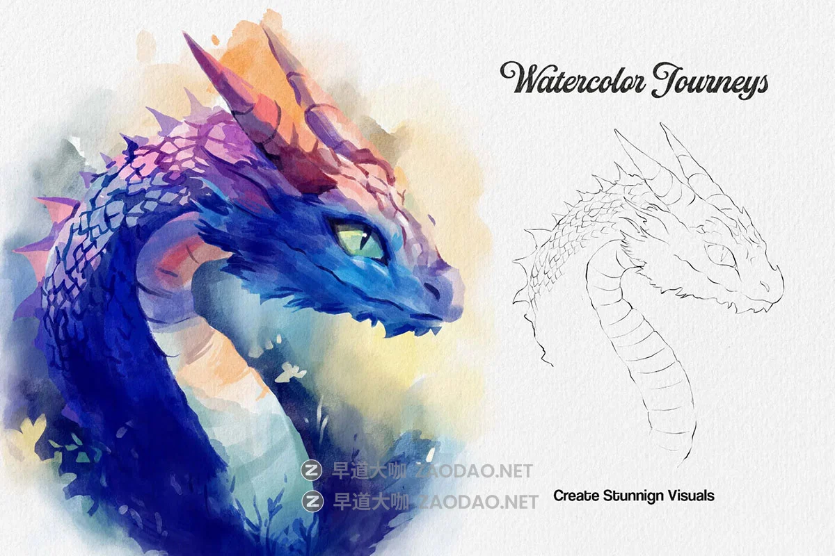 50款丰富多彩仿真水彩艺术绘画ps笔刷调色板设计素材包 Watercolor Journey Photoshop Brushes插图1 50款丰富多彩仿真水彩艺术绘画ps笔刷调色板设计素材包 Watercolor Journey Photoshop Brushes插图1