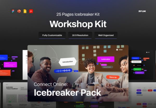 25页创意品牌研讨会项目策划提案报表幻灯片设计figma/ppt格式模板素材 Workshop Icebreaker Kit Pitch Deck – Ipsum特色图 25页创意品牌研讨会项目策划提案报表幻灯片设计figma/ppt格式模板素材 Workshop Icebreaker Kit Pitch Deck – Ipsum