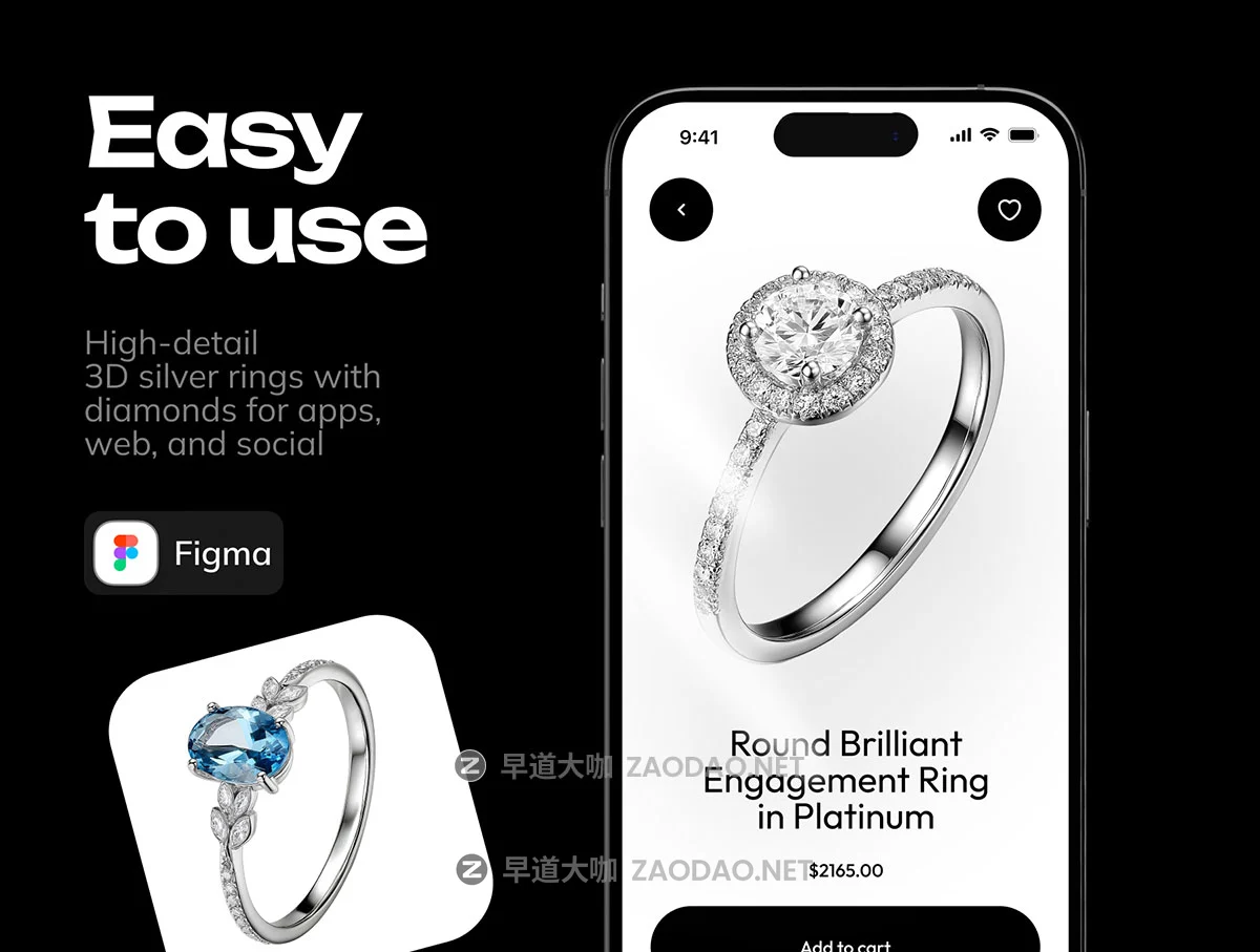 30款高清3D立体婚戒银戒指钻石珠宝图片figma/png格式设计素材 3D Silver Rings with diamonds Pack插图4 30款高清3D立体婚戒银戒指钻石珠宝图片figma/png格式设计素材 3D Silver Rings with diamonds Pack插图4