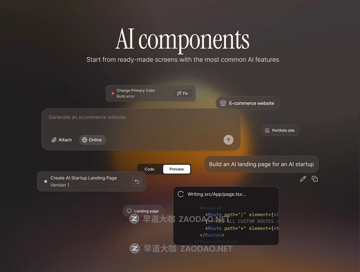25+屏双配色AI智能聊天机器人模型编码生成器网站UI用户登录界面设计Figma模板套件 Sundust – Vibe-coding AI Chatbot UI Kit插图4 25+屏双配色AI智能聊天机器人模型编码生成器网站UI用户登录界面设计Figma模板套件 Sundust – Vibe-coding AI Chatbot UI Kit插图4