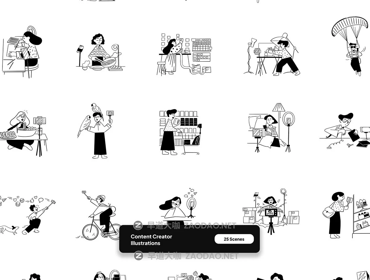 25幅风格化视频直播创作团队合作矢量插图插画eps/png格式设计素材 Content Creator Illustrations Notion Style插图4 25幅风格化视频直播创作团队合作矢量插图插画eps/png格式设计素材 Content Creator Illustrations Notion Style插图4