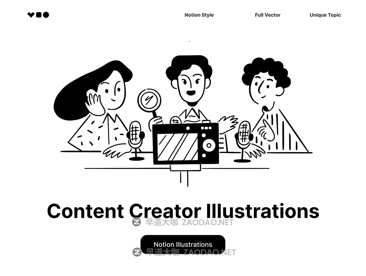 25幅风格化视频直播创作团队合作矢量插图插画eps/png格式设计素材 Content Creator Illustrations Notion Style插图1 25幅风格化视频直播创作团队合作矢量插图插画eps/png格式设计素材 Content Creator Illustrations Notion Style插图1