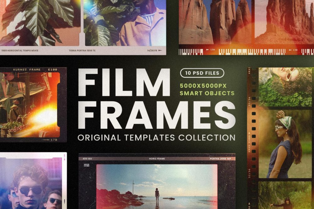 10款复古做旧灰尘杂点胶片边框模拟情绪版作品集展示PS特效滤镜样机 Film Frames Mockup Collection插图 10款复古做旧灰尘杂点胶片边框模拟情绪版作品集展示PS特效滤镜样机 Film Frames Mockup Collection插图