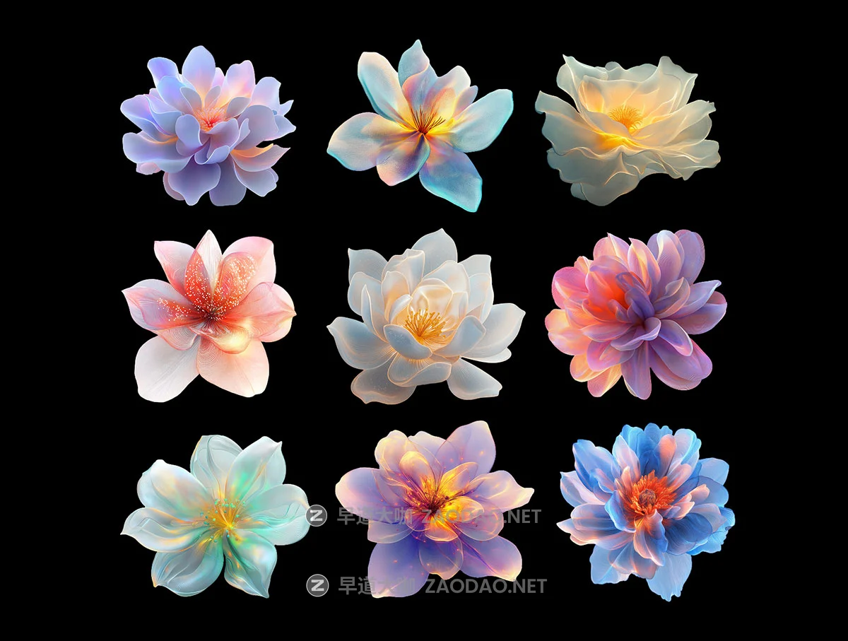 32款现代抽象风格AI生成多彩花卉花朵高清PNG免抠图设计素材 32 AI-Generated Abstract Flower Renders – PNG & PSD Pack (Customizable Colors)插图6 32款现代抽象风格AI生成多彩花卉花朵高清PNG免抠图设计素材 32 AI-Generated Abstract Flower Renders – PNG & PSD Pack (Customizable Colors)插图6