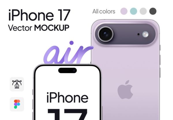 全新苹果iPhone 17 Air手机UI界面作品集设计展示样机Figma模板素材 iPhone 17 Air Mockup Vector Figma特色图 全新苹果iPhone 17 Air手机UI界面作品集设计展示样机Figma模板素材 iPhone 17 Air Mockup Vector Figma