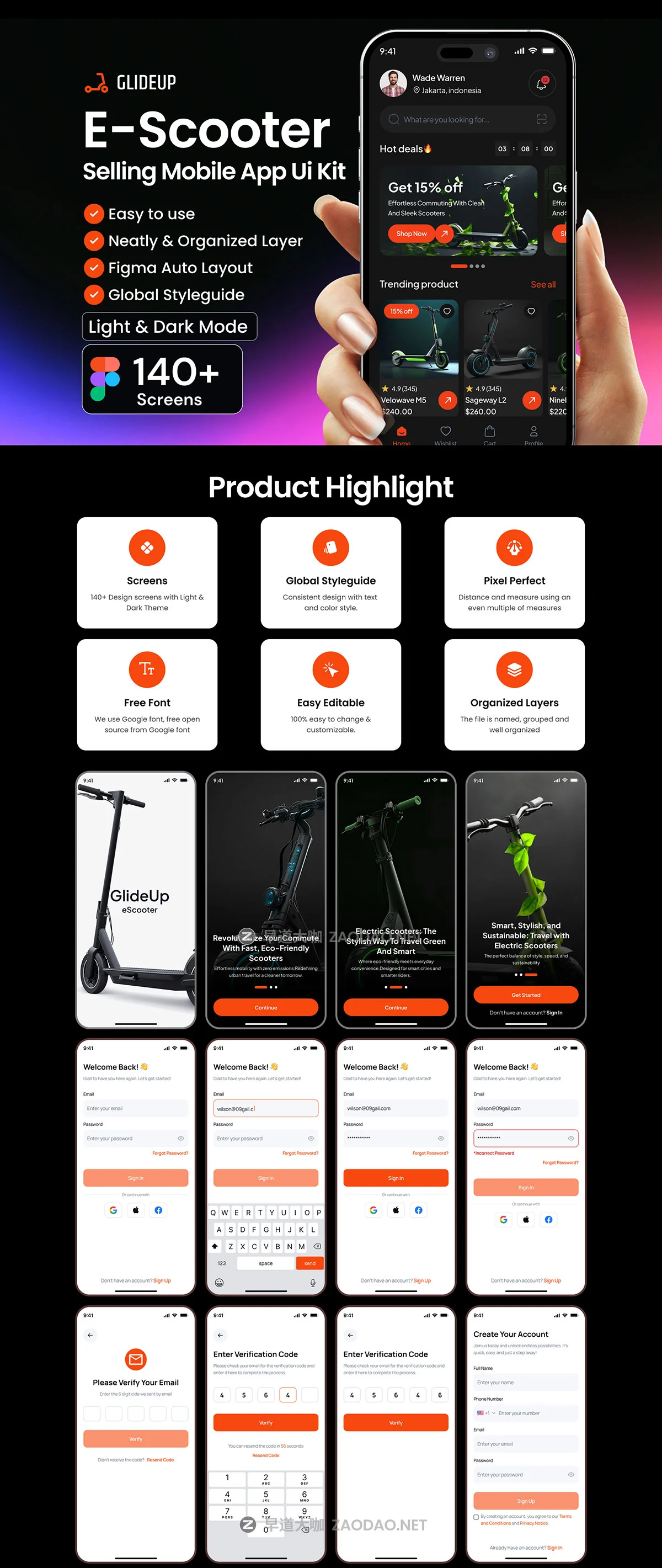 140+屏高级电动滑板车产品在线购买商城app ui界面设计figma模板套件 GlideUp – E-Scooter E-Commerce App UI Kit插图8 140+屏高级电动滑板车产品在线购买商城app ui界面设计figma模板套件 GlideUp – E-Scooter E-Commerce App UI Kit插图8