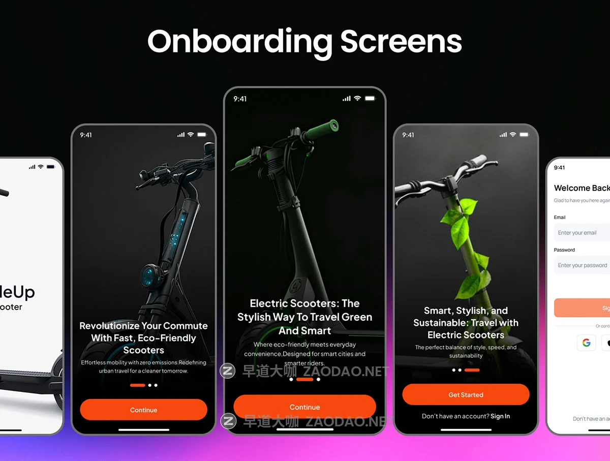 140+屏高级电动滑板车产品在线购买商城app ui界面设计figma模板套件 GlideUp – E-Scooter E-Commerce App UI Kit插图2 140+屏高级电动滑板车产品在线购买商城app ui界面设计figma模板套件 GlideUp – E-Scooter E-Commerce App UI Kit插图2