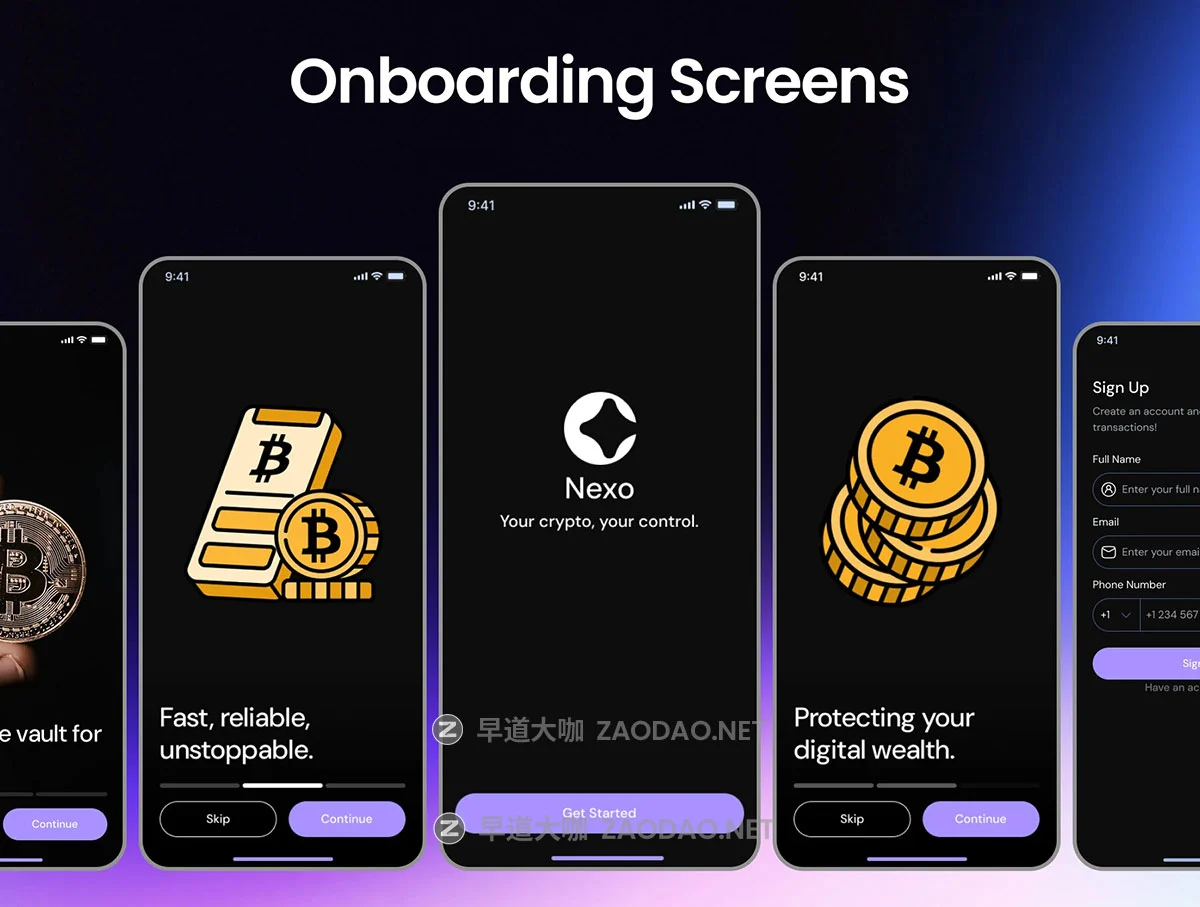 100+屏双配色数字钱包加密货币财务管理app用户界面ui设计figma模板套件 Nexo Crypto Wallet Mobile App Ui kit插图2 100+屏双配色数字钱包加密货币财务管理app用户界面ui设计figma模板套件 Nexo Crypto Wallet Mobile App Ui kit插图2