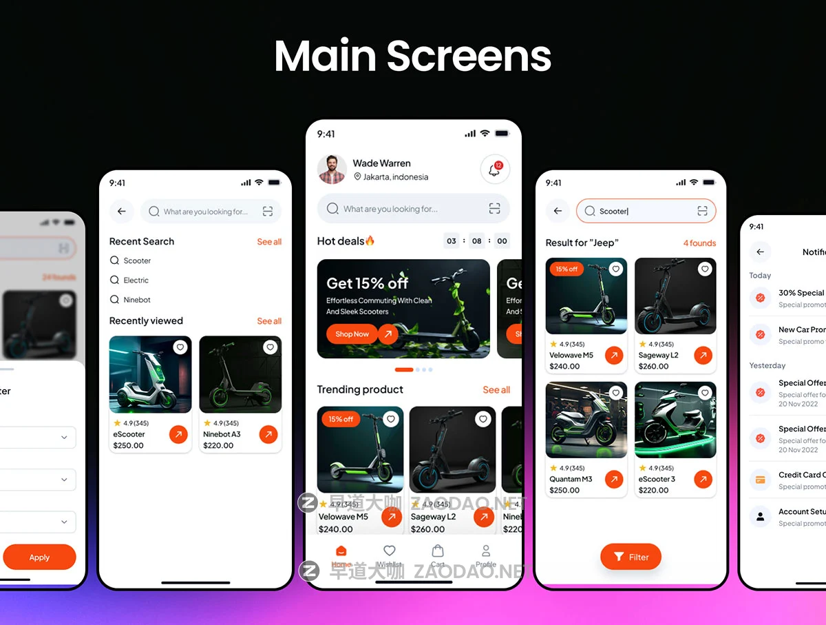 140+屏高级电动滑板车产品在线购买商城app ui界面设计figma模板套件 GlideUp – E-Scooter E-Commerce App UI Kit插图4 140+屏高级电动滑板车产品在线购买商城app ui界面设计figma模板套件 GlideUp – E-Scooter E-Commerce App UI Kit插图4
