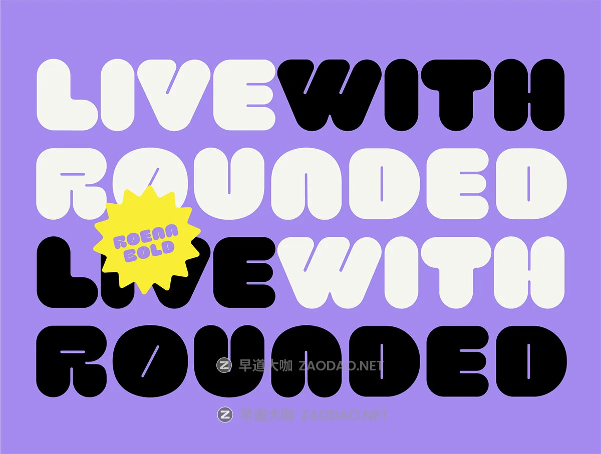 大胆欢快有趣卡通圆润粗体儿童海报食品饮料包装标题logo设计英文字体 Roena Font插图2 大胆欢快有趣卡通圆润粗体儿童海报食品饮料包装标题logo设计英文字体 Roena Font插图2