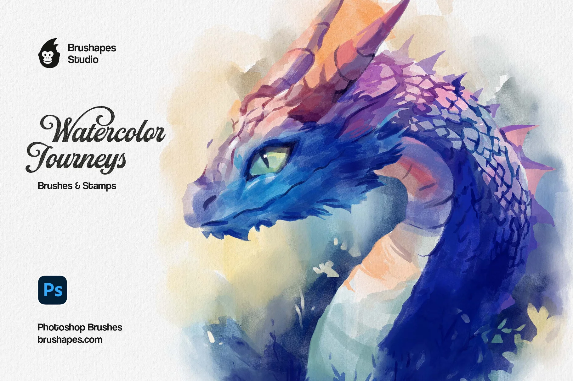 50款丰富多彩仿真水彩艺术绘画ps笔刷调色板设计素材包 Watercolor Journey Photoshop Brushes