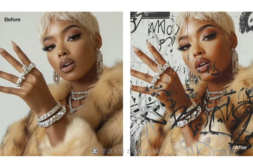 时尚复古半调涂鸦照片效果ps特效滤镜样机 Grunge Graffiti Photo Effect Template插图1 时尚复古半调涂鸦照片效果ps特效滤镜样机 Grunge Graffiti Photo Effect Template插图1