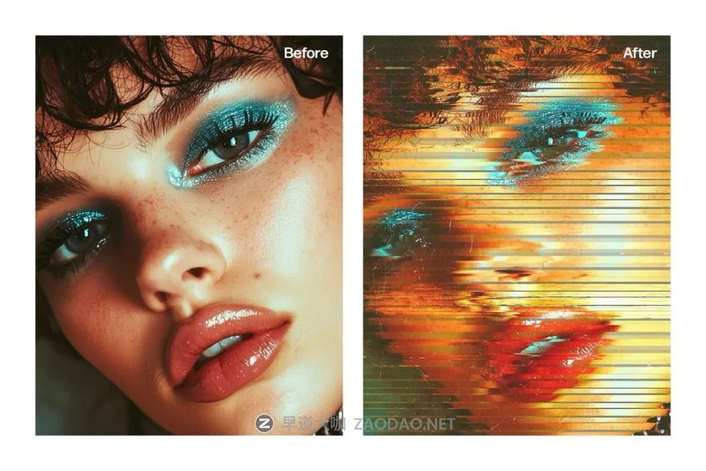 复古赛博风格故障失真扭曲照片效果ps特效滤镜样机 Sideways Glitch Photo Effect Template插图2 复古赛博风格故障失真扭曲照片效果ps特效滤镜样机 Sideways Glitch Photo Effect Template插图2