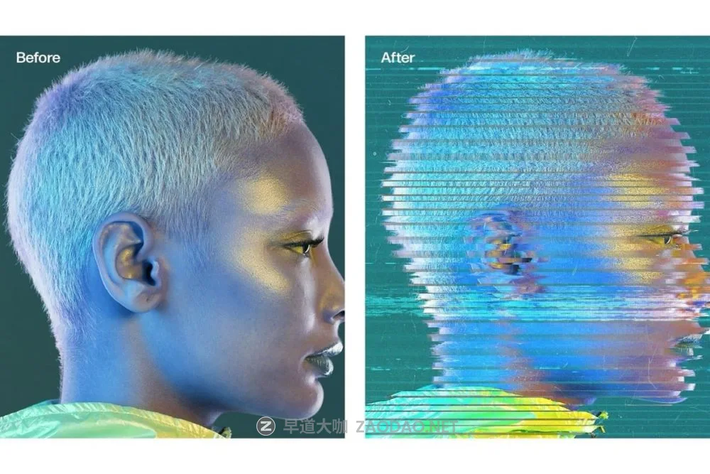 复古赛博风格故障失真扭曲照片效果ps特效滤镜样机 Sideways Glitch Photo Effect Template插图3 复古赛博风格故障失真扭曲照片效果ps特效滤镜样机 Sideways Glitch Photo Effect Template插图3