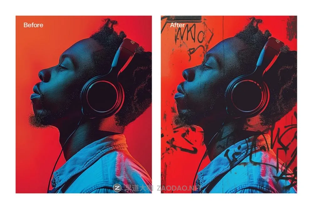 时尚复古半调涂鸦照片效果ps特效滤镜样机 Grunge Graffiti Photo Effect Template插图3 时尚复古半调涂鸦照片效果ps特效滤镜样机 Grunge Graffiti Photo Effect Template插图3