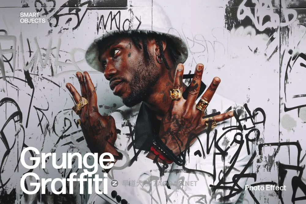 时尚复古半调涂鸦照片效果ps特效滤镜样机 Grunge Graffiti Photo Effect Template插图 时尚复古半调涂鸦照片效果ps特效滤镜样机 Grunge Graffiti Photo Effect Template插图