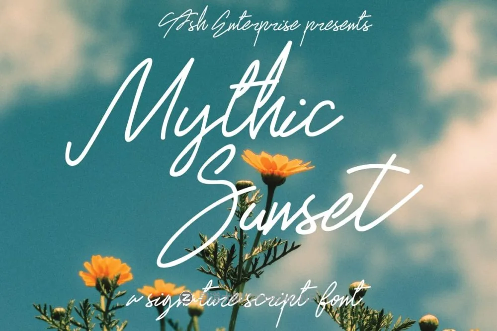 时尚优雅品牌海报徽标设计手写英文字体安装包 Mythic Sunset Signature Script Font插图 时尚优雅品牌海报徽标设计手写英文字体安装包 Mythic Sunset Signature Script Font插图
