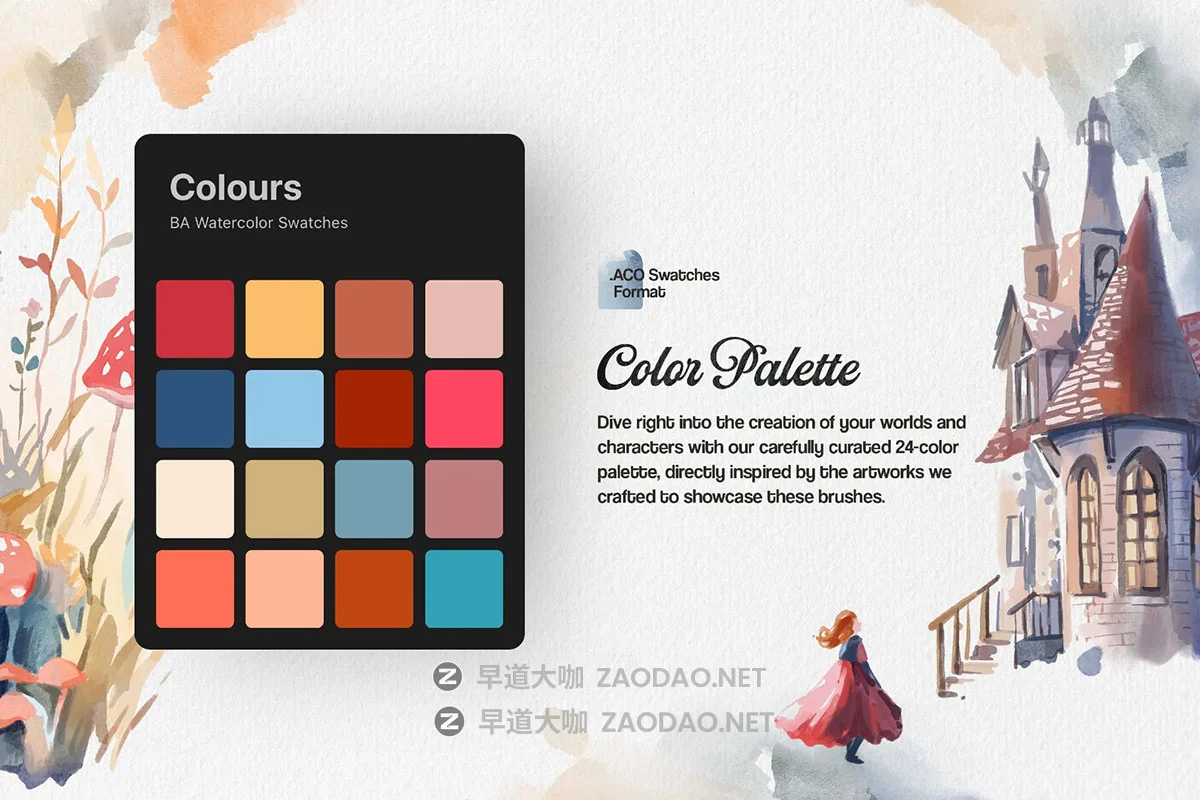 50款丰富多彩仿真水彩艺术绘画ps笔刷调色板设计素材包 Watercolor Journey Photoshop Brushes插图9 50款丰富多彩仿真水彩艺术绘画ps笔刷调色板设计素材包 Watercolor Journey Photoshop Brushes插图9