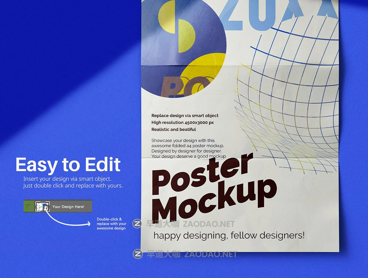 18款折痕宣传单页海报招贴设计展示效果图ps贴图样机模板素材 Folded A4 Poster PSD Mockup Pack插图3 18款折痕宣传单页海报招贴设计展示效果图ps贴图样机模板素材 Folded A4 Poster PSD Mockup Pack插图3