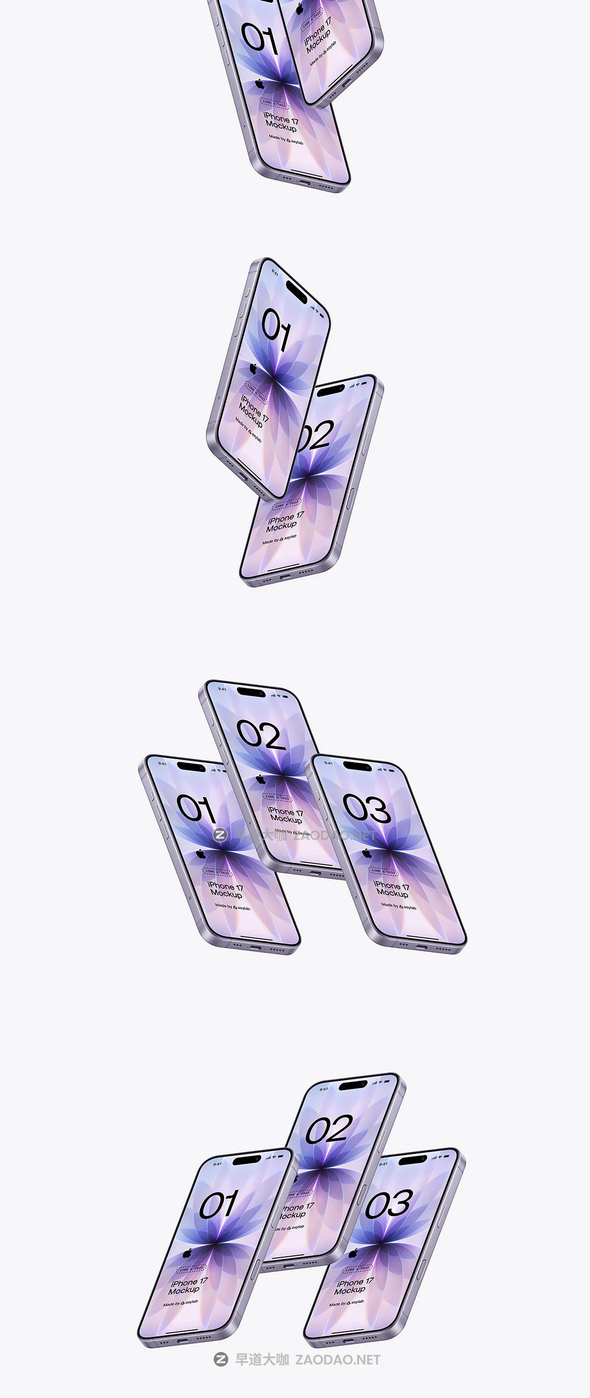 24款逼真手机app ui广告设计苹果iPhone 17展示效果图ps贴图样机模板 iPhone 17 – 24 Mockups Scenes插图12 24款逼真手机app ui广告设计苹果iPhone 17展示效果图ps贴图样机模板 iPhone 17 – 24 Mockups Scenes插图12