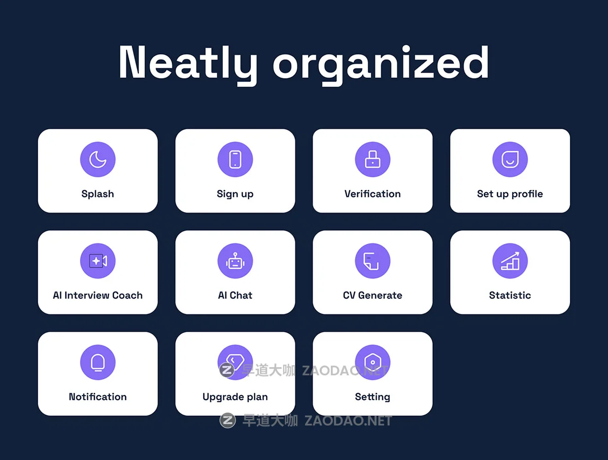 65+屏深色系AI人工智能应聘面试求职辅助工具app ui界面设计figma模板套件 Growy-AI Interview Coach UI Kits插图6 65+屏深色系AI人工智能应聘面试求职辅助工具app ui界面设计figma模板套件 Growy-AI Interview Coach UI Kits插图6