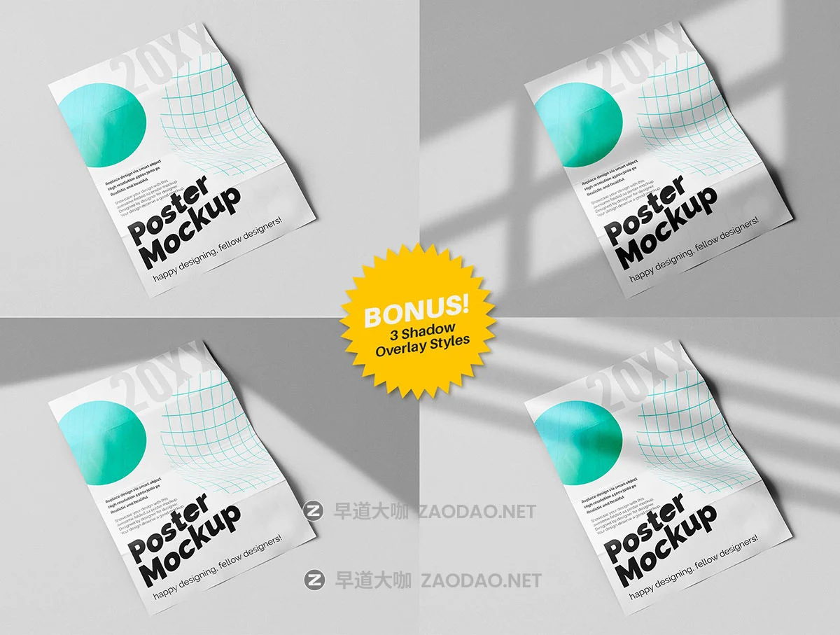 18款折痕宣传单页海报招贴设计展示效果图ps贴图样机模板素材 Folded A4 Poster PSD Mockup Pack插图6 18款折痕宣传单页海报招贴设计展示效果图ps贴图样机模板素材 Folded A4 Poster PSD Mockup Pack插图6