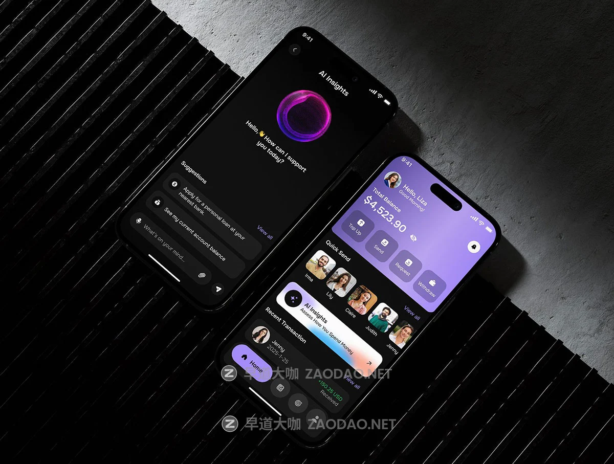 50+屏AI智能加密货币财务管理金融科技电子钱包app ui界面设计figma模板套件 Cashlly AI Finance App UI Kit插图6 50+屏AI智能加密货币财务管理金融科技电子钱包app ui界面设计figma模板套件 Cashlly AI Finance App UI Kit插图6
