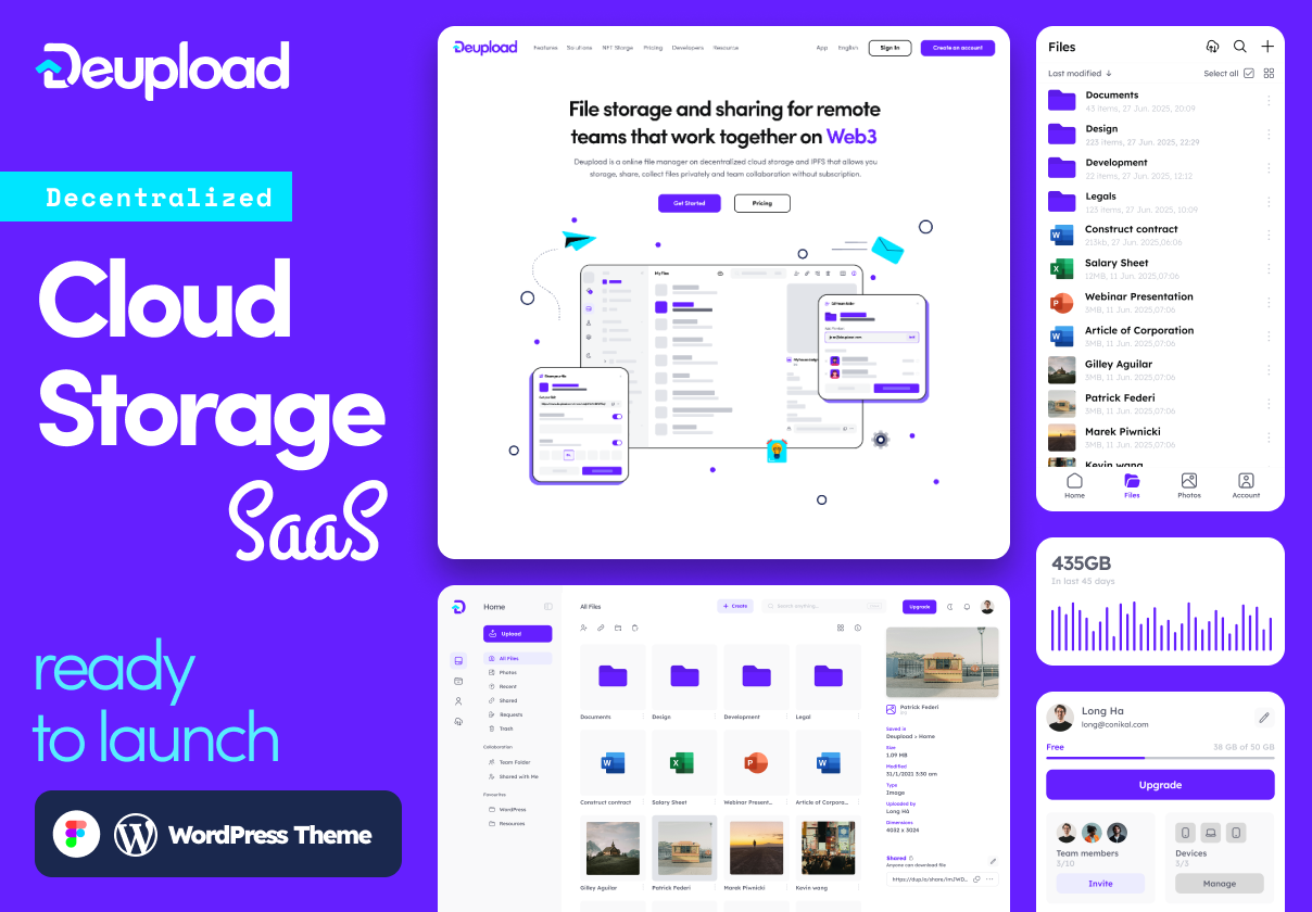 120+屏时尚文件云储存网盘服务器用户界面UI设计WordPress/Figma模板素材 Deupload – Cloud Storage App + Landing pages特色图 120+屏时尚文件云储存网盘服务器用户界面UI设计WordPress/Figma模板素材 Deupload – Cloud Storage App + Landing pages
