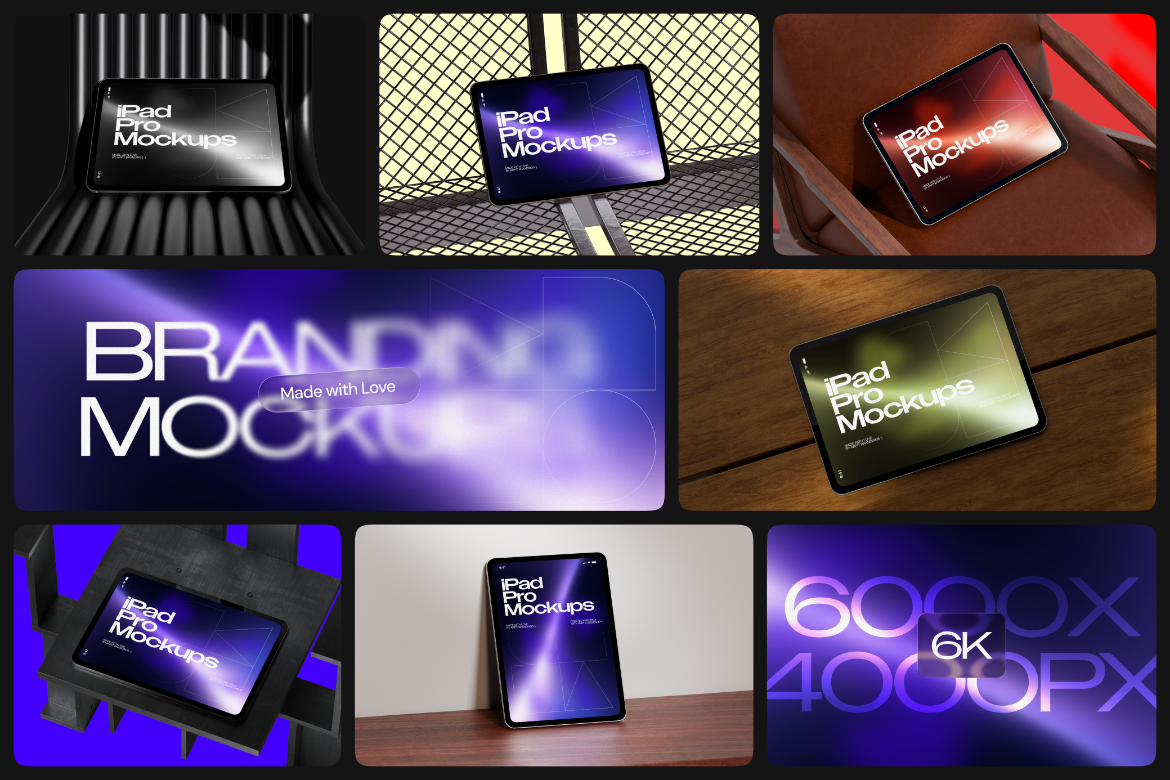 20款UI作品集广告设计iPad平板电脑贴图ps/figma展示样机模板素材 Branding Mockups – iPad Pro特色图 20款UI作品集广告设计iPad平板电脑贴图ps/figma展示样机模板素材 Branding Mockups – iPad Pro