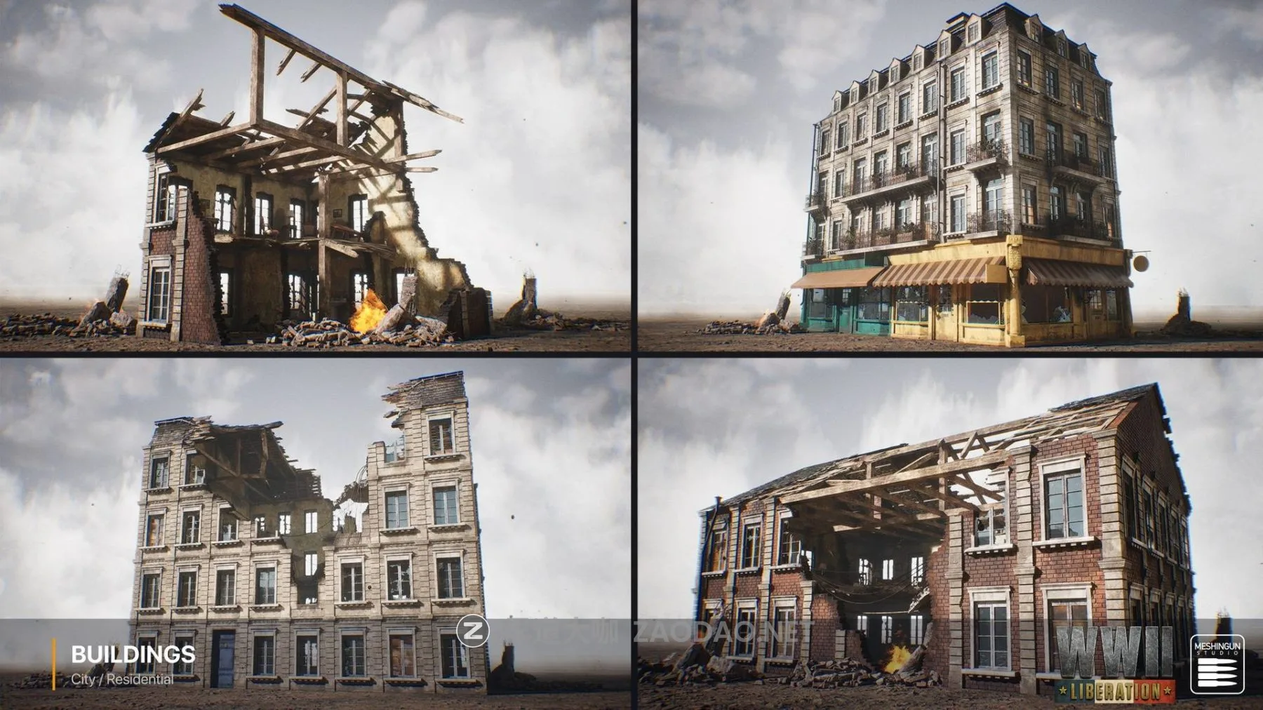 UE模型 二战时期法国城市街道建筑3D资产素材 Fab – France – WWII Liberation – World War 2 WW2插图17 UE模型 二战时期法国城市街道建筑3D资产素材 Fab – France – WWII Liberation – World War 2 WW2插图17