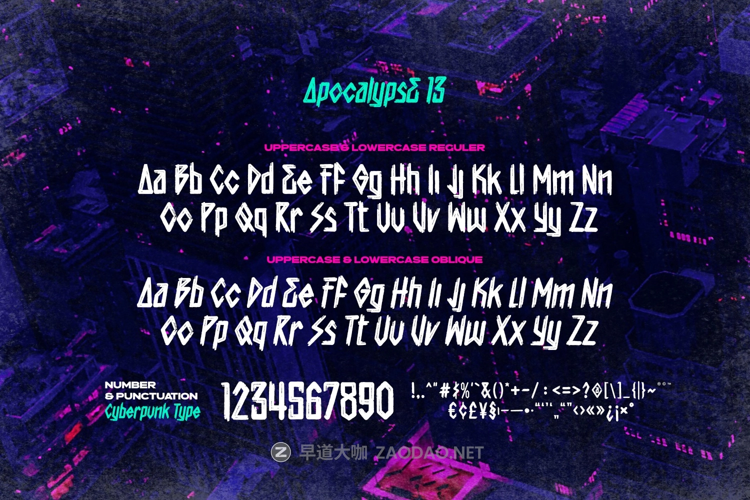 时尚反乌托邦风杂志电影海报标题设计装饰英文字体安装包 Apocalypse 13 – Cyberpunk Font插图3 时尚反乌托邦风杂志电影海报标题设计装饰英文字体安装包 Apocalypse 13 – Cyberpunk Font插图3