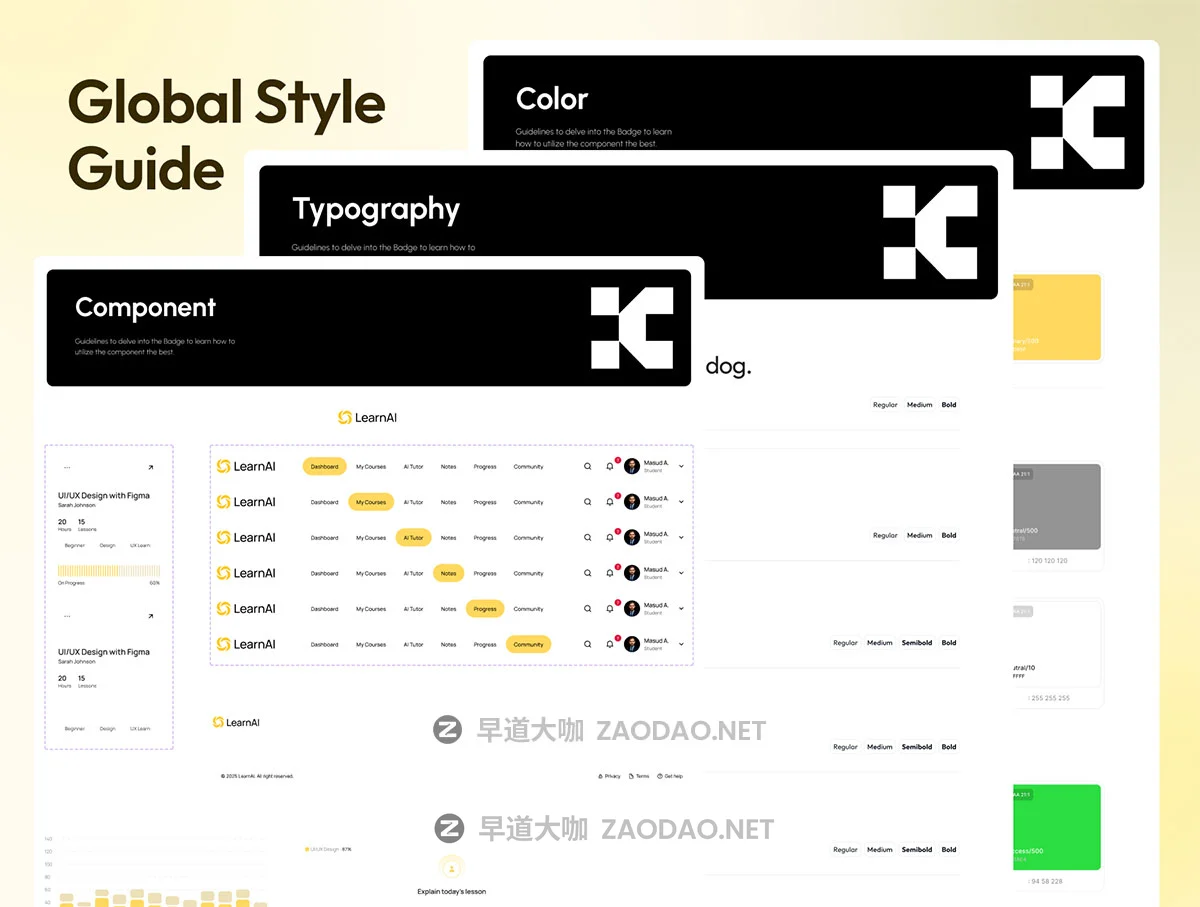30+屏AI人工智能在线学习数据分析信息统计看板仪表盘UI界面设计Figma模板套件 LearnAI – AI Online Learning Platform UI Kit插图2 30+屏AI人工智能在线学习数据分析信息统计看板仪表盘UI界面设计Figma模板套件 LearnAI – AI Online Learning Platform UI Kit插图2